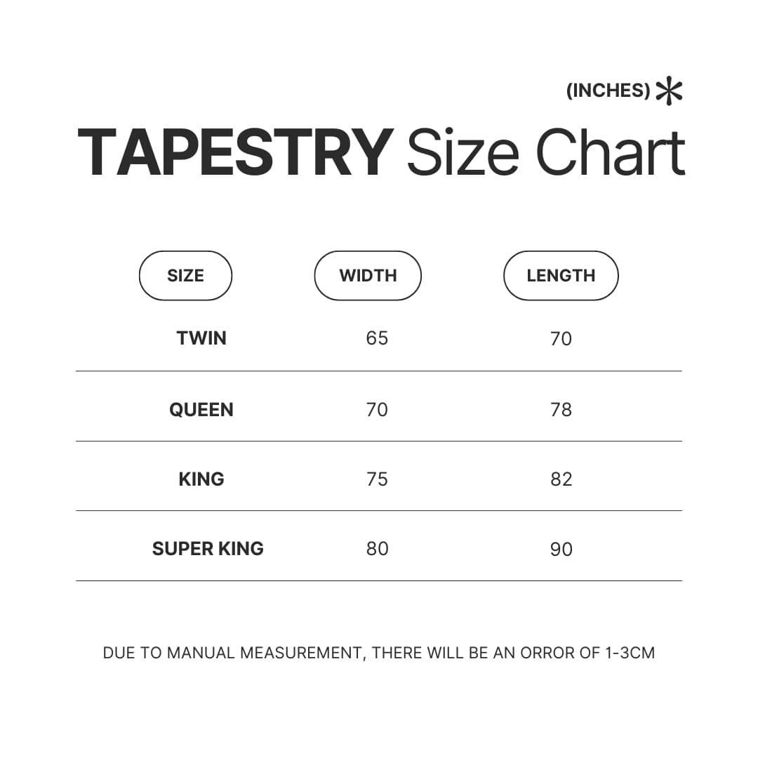 Tapestry Size Chart - Gulch Band Store